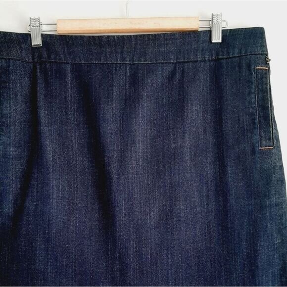 WHITE STUFF / Blue Jean Short Mini Skirt Decorative Stitching Detail Sz 16 - Picture 3 of 9